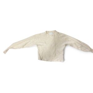 Pink Rose Ribbed Knit Sweater in Cream